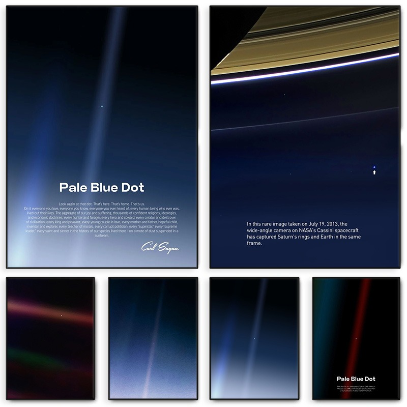Star Map Poster - Lichtblauwe stip print poster Voyager aarde